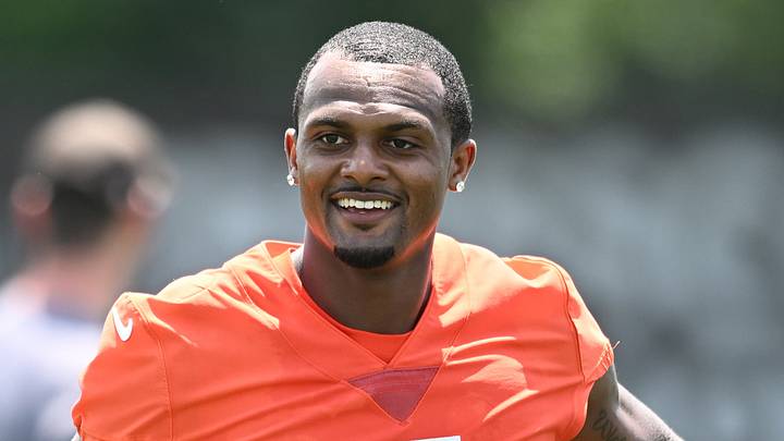 Cleveland Browns quarterback Deshaun Watson (4) smiling