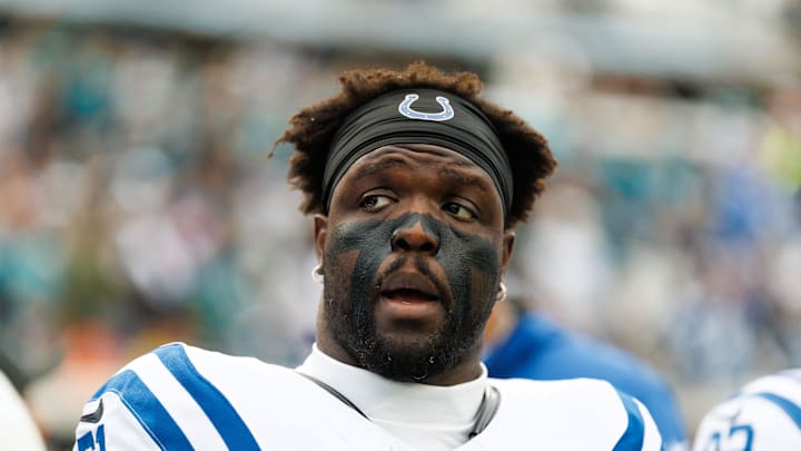 Dec 7, 2025; Jacksonville, Florida, USA; Indianapolis Colts defensive end Kwity Paye (51) looks on before a game against the Jacksonville Jaguars at EverBank Stadium. Mandatory Credit: Matt Pendleton-Imagn Images Dec 7, 2025; Jacksonville, Florida, USA; Indianapolis Colts defensive end Kwity Paye (51) looks on before a game against the Jacksonville Jaguars at EverBank Stadium. Mandatory Credit: Matt Pendleton-Imagn Images