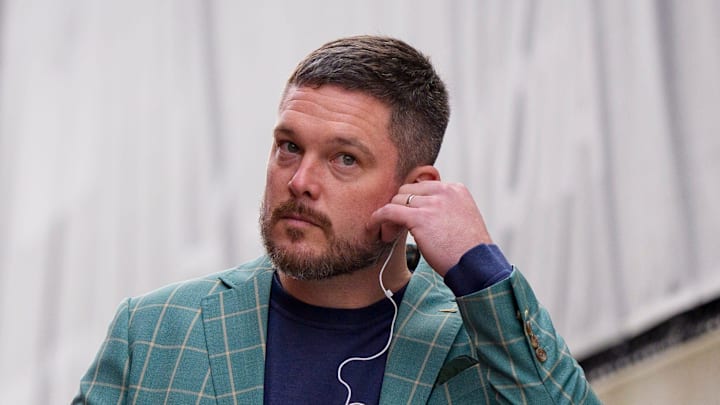 Oregon head coach Dan Lanning arrives at the field as the Oregon Ducks take on the Washington Huskies on Nov. 29, 2025, at Husky Stadium in Seattle, Washington.