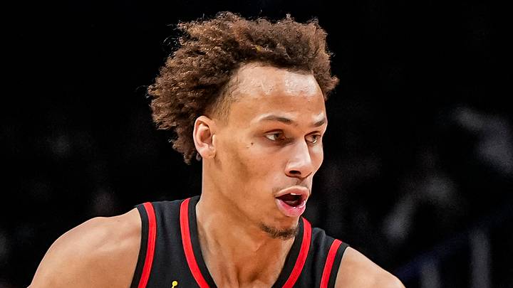 Atlanta Hawks guard Dyson Daniels (5) against the Minnesota Timberwolves at State Farm Arena on December 31, 2025 Atlanta Hawks guard Dyson Daniels (5) against the Minnesota Timberwolves at State Farm Arena on December 31, 2025