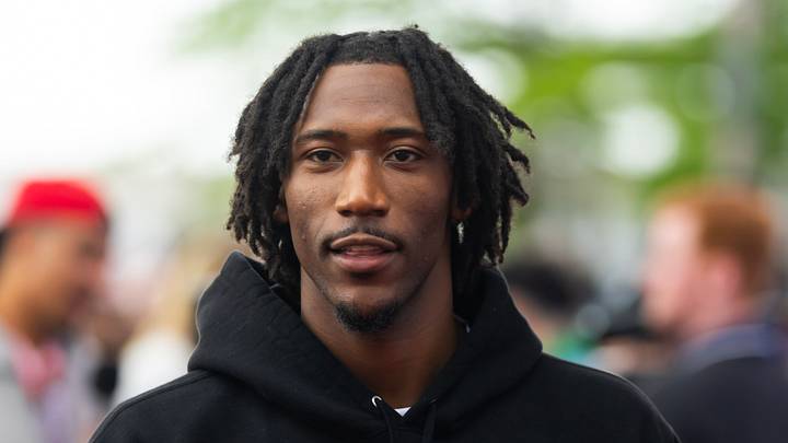 May 24, 2026; Indianapolis, Indiana, USA; Indiana Pacers guard Quenton Jackson on the red carpet prior to the 110th running of the Indianapolis 500 at Indianapolis Motor Speedway. Mandatory Credit: Mark J. Rebilas-Imagn Images