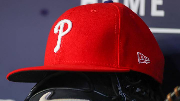 May 26, 2023; Atlanta, Georgia, USA; A detailed view of a Philadelphia Phillies hat and glove on the bench against the Atlanta Braves in the seventh inning at Truist Park. May 26, 2023; Atlanta, Georgia, USA; A detailed view of a Philadelphia Phillies hat and glove on the bench against the Atlanta Braves in the seventh inning at Truist Park.