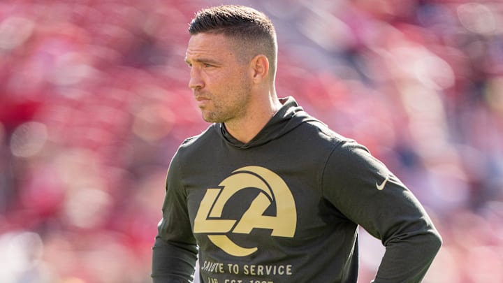 November 9, 2025; Santa Clara, California, USA; Los Angeles Rams defensive coordinator Chris Shula before the game against the San Francisco 49ers at Levi's Stadium. Mandatory Credit: Kyle Terada-Imagn Images November 9, 2025; Santa Clara, California, USA; Los Angeles Rams defensive coordinator Chris Shula before the game against the San Francisco 49ers at Levi's Stadium. Mandatory Credit: Kyle Terada-Imagn Images