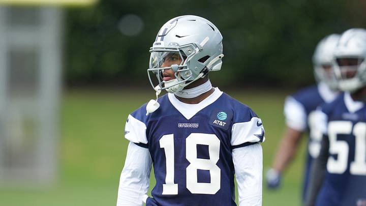Dallas Cowboys cornerback Caleb Downs on the field during practice at the Ford Center at the Star Training Facility.