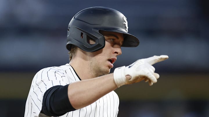 Sep 16, 2025; Chicago, Illinois, USA; Chicago White Sox catcher Kyle Teel (8) rounds the bases after hitting a two-run home run against the Baltimore Orioles during the first inning at Rate Field. Mandatory Credit: Kamil Krzaczynski-Imagn Images