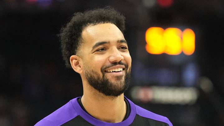 Apr 11, 2025; Sacramento, California, USA; Sacramento Kings forward Trey Lyles (41) before the game against the Los Angeles Clippers at Golden 1 Center. Mandatory Credit: Darren Yamashita-Imagn Images
