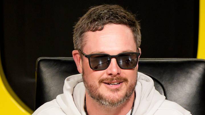 Oregon head coach Dan Lanning speaks from the podium at the Hatfield-Dowlin Complex on the first day of spring practice for the Oregon Ducks on March 12, 2026, in Eugene, Oregon.