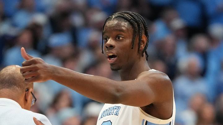 Feb 7, 2026; Chapel Hill, North Carolina, USA; North Carolina Tar Heels forward Caleb Wilson (8) reacts in the first half at Dean E. Smith Center. Mandatory Credit: Bob Donnan-Imagn Images Feb 7, 2026; Chapel Hill, North Carolina, USA; North Carolina Tar Heels forward Caleb Wilson (8) reacts in the first half at Dean E. Smith Center. Mandatory Credit: Bob Donnan-Imagn Images