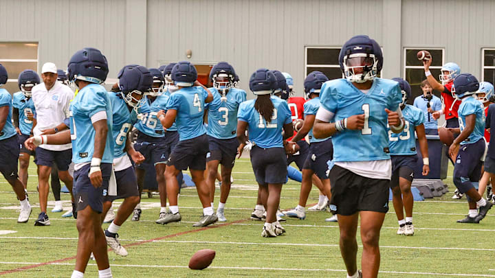 Jordan Shipp (1) during North Carolina's practice on Aug. 2, 2025.North Carolina 