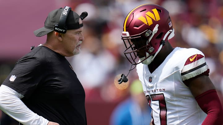 Washington Commanders head coach Dan Quinn and wide receiver Terry McLaurin