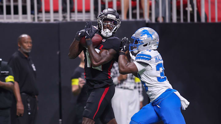 Atlanta Falcons wide receiver Chris Blair has touchdown catches in both preseason games. Atlanta Falcons wide receiver Chris Blair has touchdown catches in both preseason games.