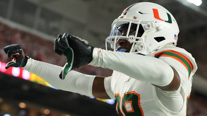 Miami Hurricanes defensive back OJ Frederique Jr. celebrates after breaking up a touchdown pass against the Indiana Hoosiers. Miami Hurricanes defensive back OJ Frederique Jr. celebrates after breaking up a touchdown pass against the Indiana Hoosiers.