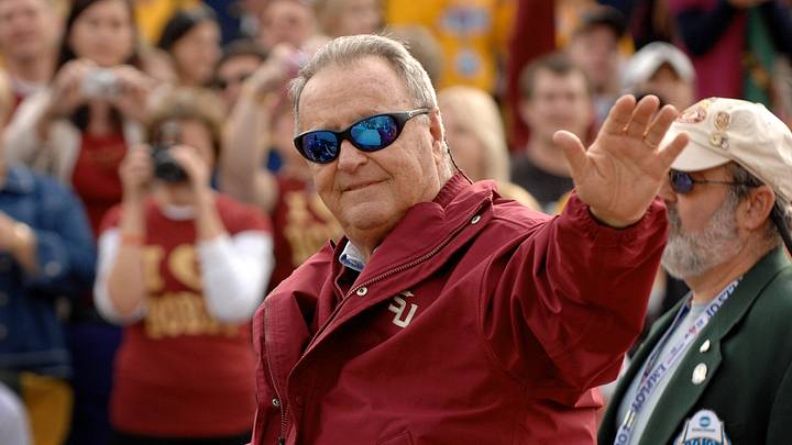 BOB SELF/The Times-Union-12/31/09--Florida State head football coach Bobby Bowden waves to fans along the parade route Thursday afternoon. Thursday afternoon, the city of Jacksonville hosted the Winn-Dixie Hometown Gator Bowl Parade with Florida State head football coach Bobby Bowden serving as the Grand Marshal. The parade route was filled with Florida State University and West Virginia fans here for Friday's bowl matchup. (The Florida Times-Union, Bob Self BOB SELF/The Times-Union-12/31/09--Florida State head football coach Bobby Bowden waves to fans along the parade route Thursday afternoon. Thursday afternoon, the city of Jacksonville hosted the Winn-Dixie Hometown Gator Bowl Parade with Florida State head football coach Bobby Bowden serving as the Grand Marshal. The parade route was filled with Florida State University and West Virginia fans here for Friday's bowl matchup. (The Florida Times-Union, Bob Self