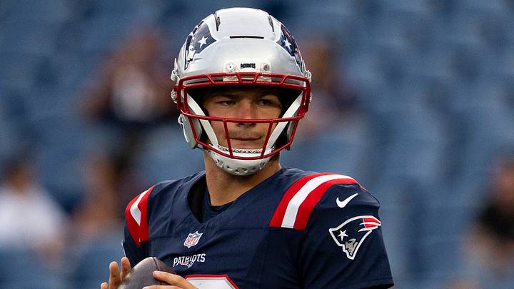 Aug 13, 2026; Foxborough, Massachusetts, USA; New England Patriots quarterback Drake Maye (10) warms up before a preseason game against the Indianapolis Colts at Gillette Stadium. Mandatory Credit: Natalie Reid-Imagn Images