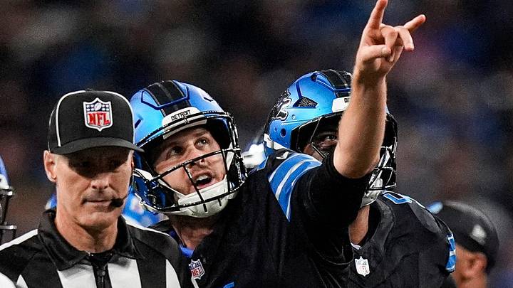 Detroit Lions quarterback Jared Goff (16) talks to a referee regarding a play against Green Bay Packers