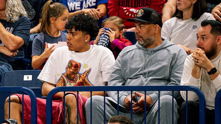 Gonzaga 2027 commit Gene Roebuck watches the action during Kraziness in the Kennel at McCarthey Athletic Center in Spokane, Wash., on Oct. 3, 2026. Gonzaga 2027 commit Gene Roebuck watches the action during Kraziness in the Kennel at McCarthey Athletic Center in Spokane, Wash., on Oct. 3, 2026.