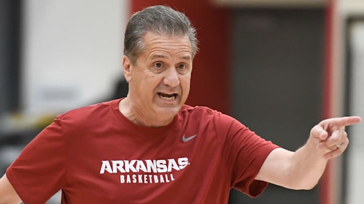 Razorbacks coach John Calipari at practice at the Eddie Sutton Practice Center in Fayetteville, Ark. Razorbacks coach John Calipari at practice at the Eddie Sutton Practice Center in Fayetteville, Ark.