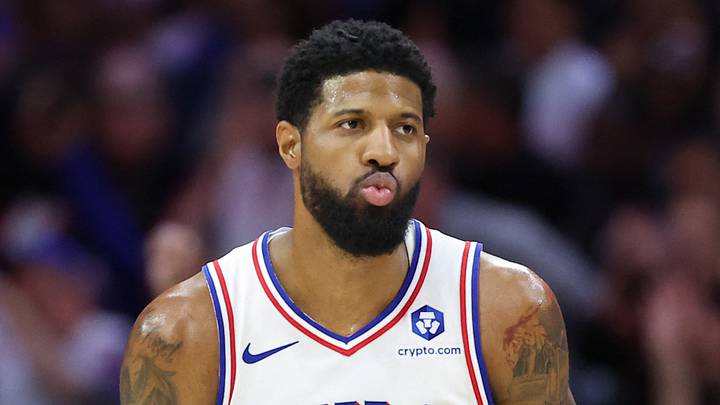 May 8, 2026; Philadelphia, Pennsylvania, USA; Philadelphia 76ers forward Paul George (8) reacts to his three pointer against the New York Knicks during the first quarter of game three of the second round of the 2026 NBA Playoffs at Xfinity Mobile Arena. Mandatory Credit: Bill Streicher-Imagn Images May 8, 2026; Philadelphia, Pennsylvania, USA; Philadelphia 76ers forward Paul George (8) reacts to his three pointer against the New York Knicks during the first quarter of game three of the second round of the 2026 NBA Playoffs at Xfinity Mobile Arena. Mandatory Credit: Bill Streicher-Imagn Images