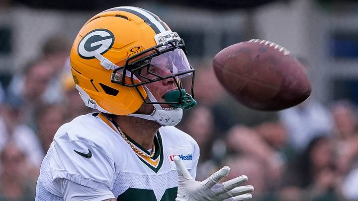 Green Bay Packers wide receiver Skyy Moore (23) catches a punt during practice on Friday. Green Bay Packers wide receiver Skyy Moore (23) catches a punt during practice on Friday.