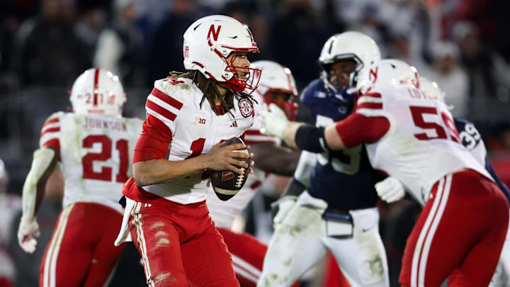 Nebraska Cornhuskers quarterback TJ Lateef looks to throw a pass during the third quarter against the Penn State Nittany Lions at Beaver Stadium. Nebraska Cornhuskers quarterback TJ Lateef looks to throw a pass during the third quarter against the Penn State Nittany Lions at Beaver Stadium.