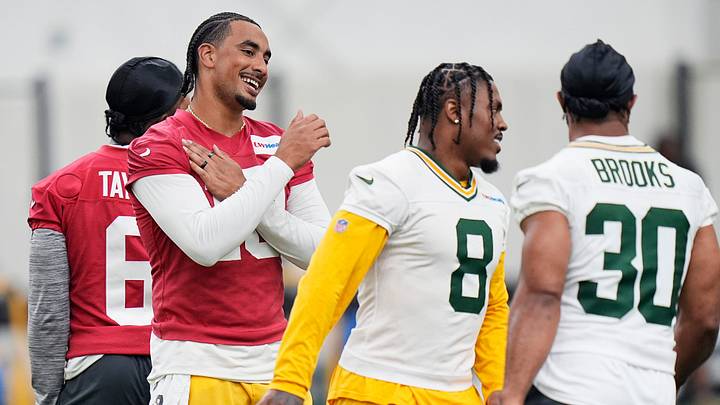 Green Bay Packers quarterback Jordan Love (10) and Green Bay Packers running back Josh Jacobs (8) warm up during the first day of a three-day minicamp at the Don Hutson Center in Ashwaubenon, Wisconsin on Tuesday, June 9, 2026. Green Bay Packers quarterback Jordan Love (10) and Green Bay Packers running back Josh Jacobs (8) warm up during the first day of a three-day minicamp at the Don Hutson Center in Ashwaubenon, Wisconsin on Tuesday, June 9, 2026.
