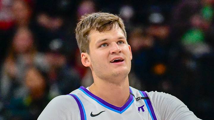 Oct 16, 2025; Salt Lake City, Utah, USA; Utah Jazz center Walker Kessler (24) smiles after making a great play during the first half against the Portland Trail Blazers at Delta Center. Mandatory Credit: Peter Creveling-Imagn Images Oct 16, 2025; Salt Lake City, Utah, USA; Utah Jazz center Walker Kessler (24) smiles after making a great play during the first half against the Portland Trail Blazers at Delta Center. Mandatory Credit: Peter Creveling-Imagn Images