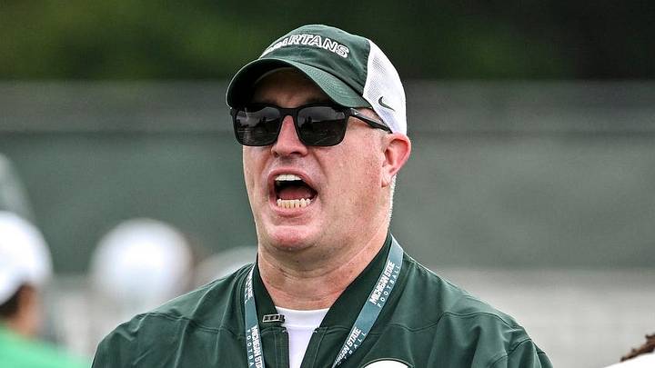 Michigan State’s head coach Pat Fitzgerald calls out to players during football practice on Thursday, Aug. 6, 2026, in East Lansing. Michigan State’s head coach Pat Fitzgerald calls out to players during football practice on Thursday, Aug. 6, 2026, in East Lansing.
