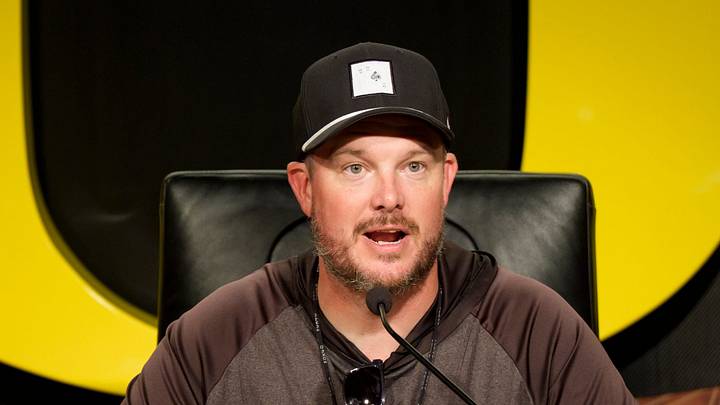 Oregon head coach Dan Lanning speaks during a press conference on Aug. 18, 2026, at the Hatfield-Dowlin Complex in Eugene, Oregon Oregon head coach Dan Lanning speaks during a press conference on Aug. 18, 2026, at the Hatfield-Dowlin Complex in Eugene, Oregon