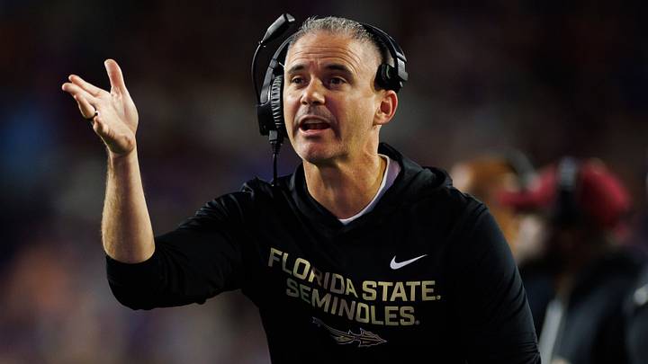 Nov 29, 2025; Gainesville, Florida, USA; Florida State Seminoles head coach Mike Norvell gestures against the Florida Gators during the second half at Ben Hill Griffin Stadium. Mandatory Credit: Matt Pendleton-Imagn Images Nov 29, 2025; Gainesville, Florida, USA; Florida State Seminoles head coach Mike Norvell gestures against the Florida Gators during the second half at Ben Hill Griffin Stadium. Mandatory Credit: Matt Pendleton-Imagn Images