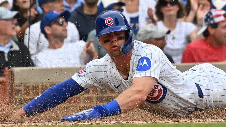 Jul 5, 2026; Chicago, Illinois, USA; Chicago Cubs second baseman Nico Hoerner (2) slides into score against the St. Louis Cardinals during the sixth inning at Wrigley Field. Mandatory Credit: Patrick Gorski-Imagn Images Jul 5, 2026; Chicago, Illinois, USA; Chicago Cubs second baseman Nico Hoerner (2) slides into score against the St. Louis Cardinals during the sixth inning at Wrigley Field. Mandatory Credit: Patrick Gorski-Imagn Images
