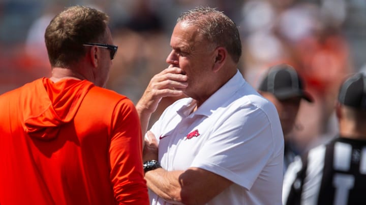 The Auburn Tigers were pitched adding Arkansas Razorbacks football coach Sam Pittman as the OL coach
