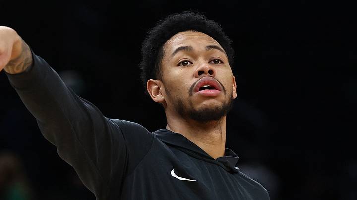 Jan 30, 2026; Boston, Massachusetts, USA; Boston Celtics guard Anfernee Simons (4) shoots before their game against the Sacramento Kings at TD Garden. Mandatory Credit: Winslow Townson-Imagn Images