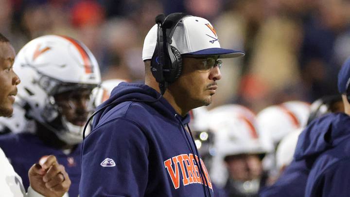 Oct 23, 2026; Charlottesville, Virginia, USA; Virginia Cavaliers head coach Tony Elliott looks on from the sidelines against the Duke Blue Devils during the second half at Scott Stadium. Mandatory Credit: Amber Searls-Imagn Images Oct 23, 2026; Charlottesville, Virginia, USA; Virginia Cavaliers head coach Tony Elliott looks on from the sidelines against the Duke Blue Devils during the second half at Scott Stadium. Mandatory Credit: Amber Searls-Imagn Images
