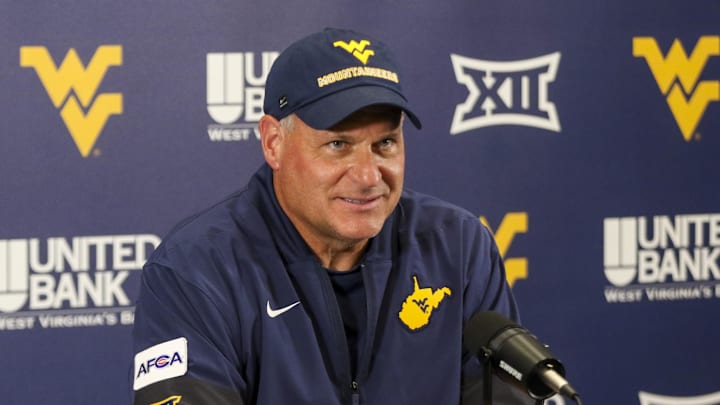 Aug 30, 2025; Morgantown, West Virginia, USA; West Virginia Mountaineers head coach Rich Rodriguez speaks to the media after defeating the Robert Morris Colonials at Milan Puskar Stadium. Mandatory Credit: Ben Queen-Imagn Images Aug 30, 2025; Morgantown, West Virginia, USA; West Virginia Mountaineers head coach Rich Rodriguez speaks to the media after defeating the Robert Morris Colonials at Milan Puskar Stadium. Mandatory Credit: Ben Queen-Imagn Images