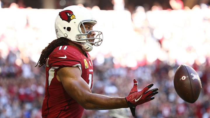 Arizona Cardinals wide receiver Larry Fitzgerald makes a touchdown catch against the Oakland Raiders in the first half during a game on Nov. 18, 2018 at State Farm Stadium.

Raiders Vs Cardinals 2018