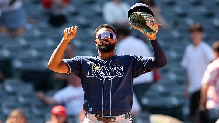 Jun 14, 2026; Anaheim, California, USA; Tampa Bay Rays third baseman Junior Caminero (13) reacts after defeating the Los Angeles Angels 8-3 at Angel Stadium. Jun 14, 2026; Anaheim, California, USA; Tampa Bay Rays third baseman Junior Caminero (13) reacts after defeating the Los Angeles Angels 8-3 at Angel Stadium.
