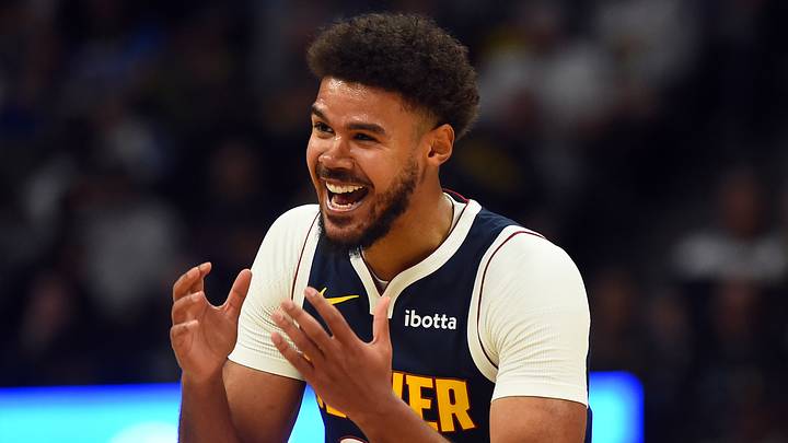 Oct 25, 2025; Denver, Colorado, USA; Denver Nuggets forward Cameron Johnson (23) reacts after being called for a foul during the first half against the Phoenix Suns at Ball Arena. Mandatory Credit: Christopher Hanewinckel-Imagn Images Oct 25, 2025; Denver, Colorado, USA; Denver Nuggets forward Cameron Johnson (23) reacts after being called for a foul during the first half against the Phoenix Suns at Ball Arena. Mandatory Credit: Christopher Hanewinckel-Imagn Images