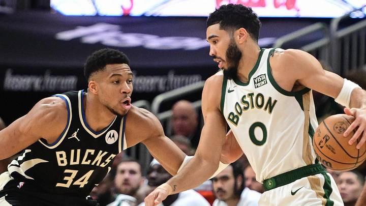 Jan 11, 2024; Milwaukee, Wisconsin, USA; Boston Celtics forward Jayson Tatum (0) drives for the basket against Milwaukee Bucks forward Giannis Antetokounmpo (34) in the second quarter at Fiserv Forum. Mandatory Credit: Benny Sieu-Imagn Images Jan 11, 2024; Milwaukee, Wisconsin, USA; Boston Celtics forward Jayson Tatum (0) drives for the basket against Milwaukee Bucks forward Giannis Antetokounmpo (34) in the second quarter at Fiserv Forum. Mandatory Credit: Benny Sieu-Imagn Images