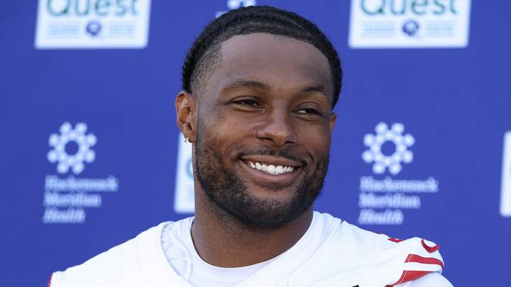 Jun 9, 2026; East Rutherford, NJ, USA; New York Giants linebacker Kayvon Thibodeaux (5) answers questions from the press after the minicamp activities at Quest Diagnostics Center. Mandatory Credit: Thomas Salus-Imagn Images Jun 9, 2026; East Rutherford, NJ, USA; New York Giants linebacker Kayvon Thibodeaux (5) answers questions from the press after the minicamp activities at Quest Diagnostics Center. Mandatory Credit: Thomas Salus-Imagn Images