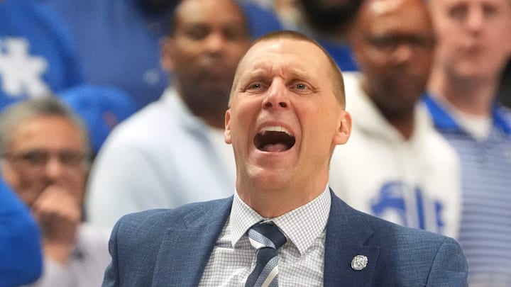 Kentucky's head coach Mark Pope yells at his team against Tennessee at Rupp Arena Saturday night.
Feb. 7, 2026 Kentucky's head coach Mark Pope yells at his team against Tennessee at Rupp Arena Saturday night.
Feb. 7, 2026