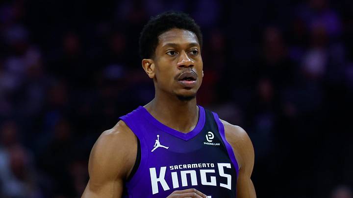 Feb 6, 2026; Sacramento, California, USA; Sacramento Kings forward De'andre Hunter (15) reacts after scoring during the first quarter against the Los Angeles Clippers at Golden 1 Center. Mandatory Credit: Sergio Estrada-Imagn Images
