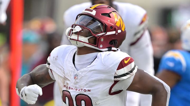 Washington Commanders running back Jacory Croskey-Merritt 