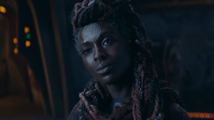 Mother Aniseya (Jodie Turner-Smith) in Lucasfilm's Star Wars THE ACOLYTE, season one, exclusively on Disney+. ©2024 Lucasfilm Ltd. & TM. All Rights Reserved.