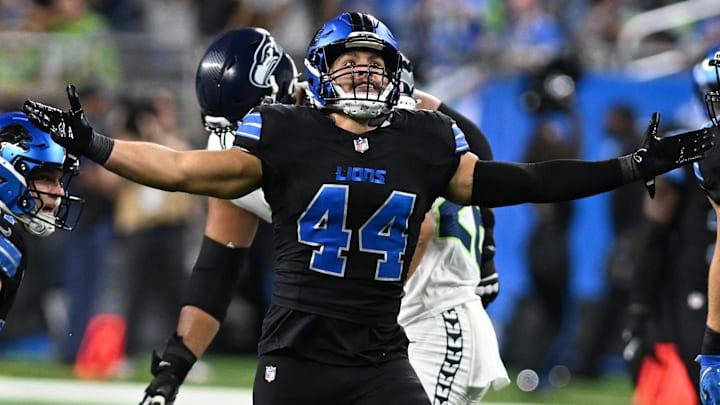 Detroit Lions linebacker Malcolm Rodriguez (44).