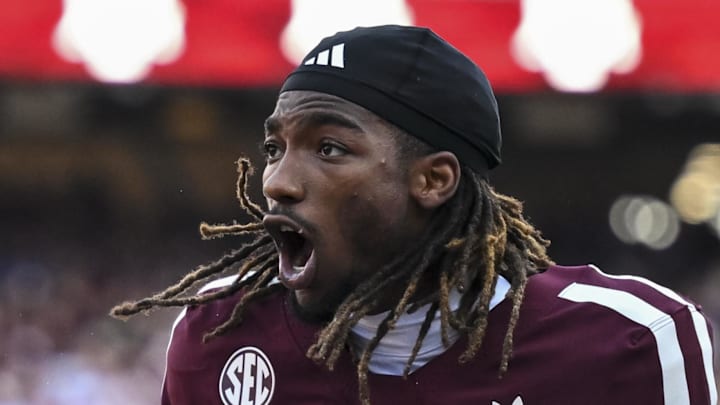 Texas A&M Aggies wide receiver Mario Craver (1) reacts prior to the game against the Florida Gators at Kyle Field. Mandatory Credit: Maria Lysaker-Imagn Images Texas A&M Aggies wide receiver Mario Craver (1) reacts prior to the game against the Florida Gators at Kyle Field. Mandatory Credit: Maria Lysaker-Imagn Images