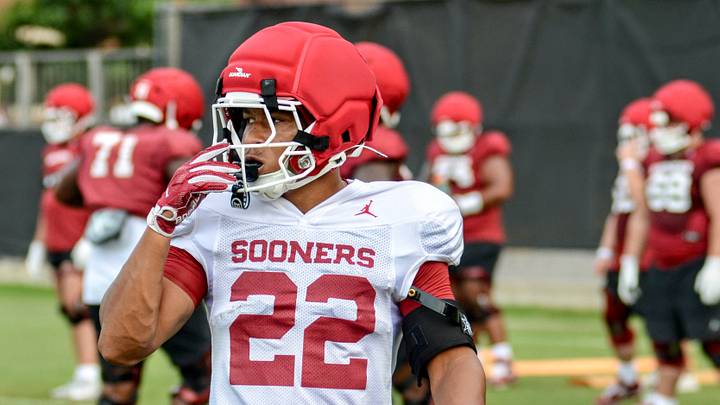 Oklahoma safety Peyton Bowen practices during fall camp. Oklahoma safety Peyton Bowen practices during fall camp.
