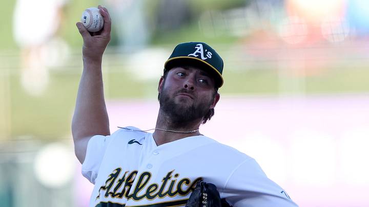 Jul 30, 2026; West Sacramento, California, USA; Athletics starting pitcher Mason Barnett (63) throws a pitch against the Boston Red Sox during the first inning at Sutter Health Park. Mandatory Credit: Dennis Lee-Imagn Images Jul 30, 2026; West Sacramento, California, USA; Athletics starting pitcher Mason Barnett (63) throws a pitch against the Boston Red Sox during the first inning at Sutter Health Park. Mandatory Credit: Dennis Lee-Imagn Images