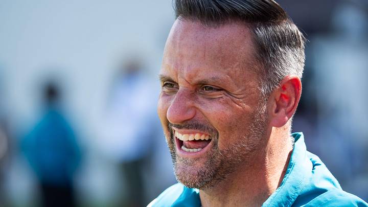 Jacksonville Jaguars defensive coordinator Anthony Campanile has a laugh after the Jacksonville Jaguars’ third mandatory minicamp Thursday June 12, 2025 at the Miller Electric Center in Jacksonville, Fla. [Doug Engle/Florida Times-Union]