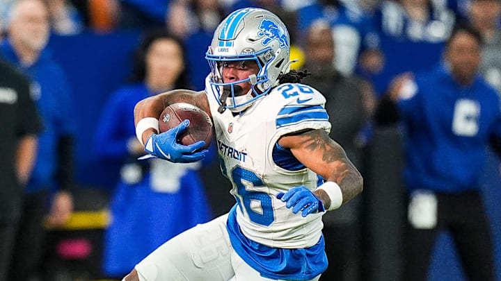 Jahmyr Gibbs had another outstanding game rushing for 90 yards and two touchdowns in Detroit's win over Indianapolis on Sunday.