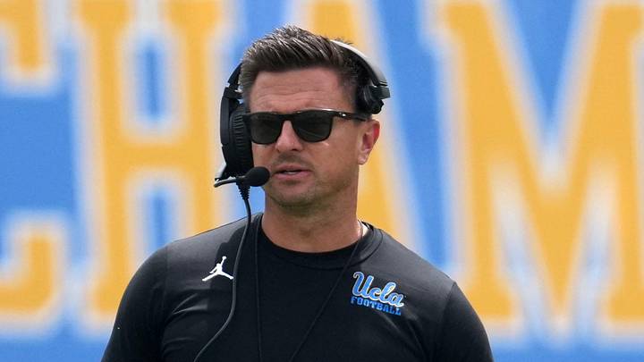 May 2, 2026; Pasadena, CA, USA; UCLA Bruins coach Bob Chesney reacts during the spring game at Rose Bowl. Mandatory Credit: Kirby Lee-Imagn Images May 2, 2026; Pasadena, CA, USA; UCLA Bruins coach Bob Chesney reacts during the spring game at Rose Bowl. Mandatory Credit: Kirby Lee-Imagn Images